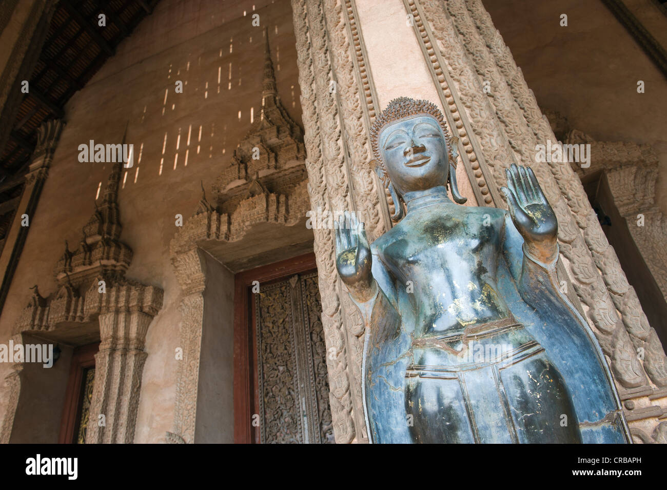Estatua de Buda, el museo de arte Budista, Ho Phra Keo templo, Vientiane, Laos, Indochina, Asia Foto de stock