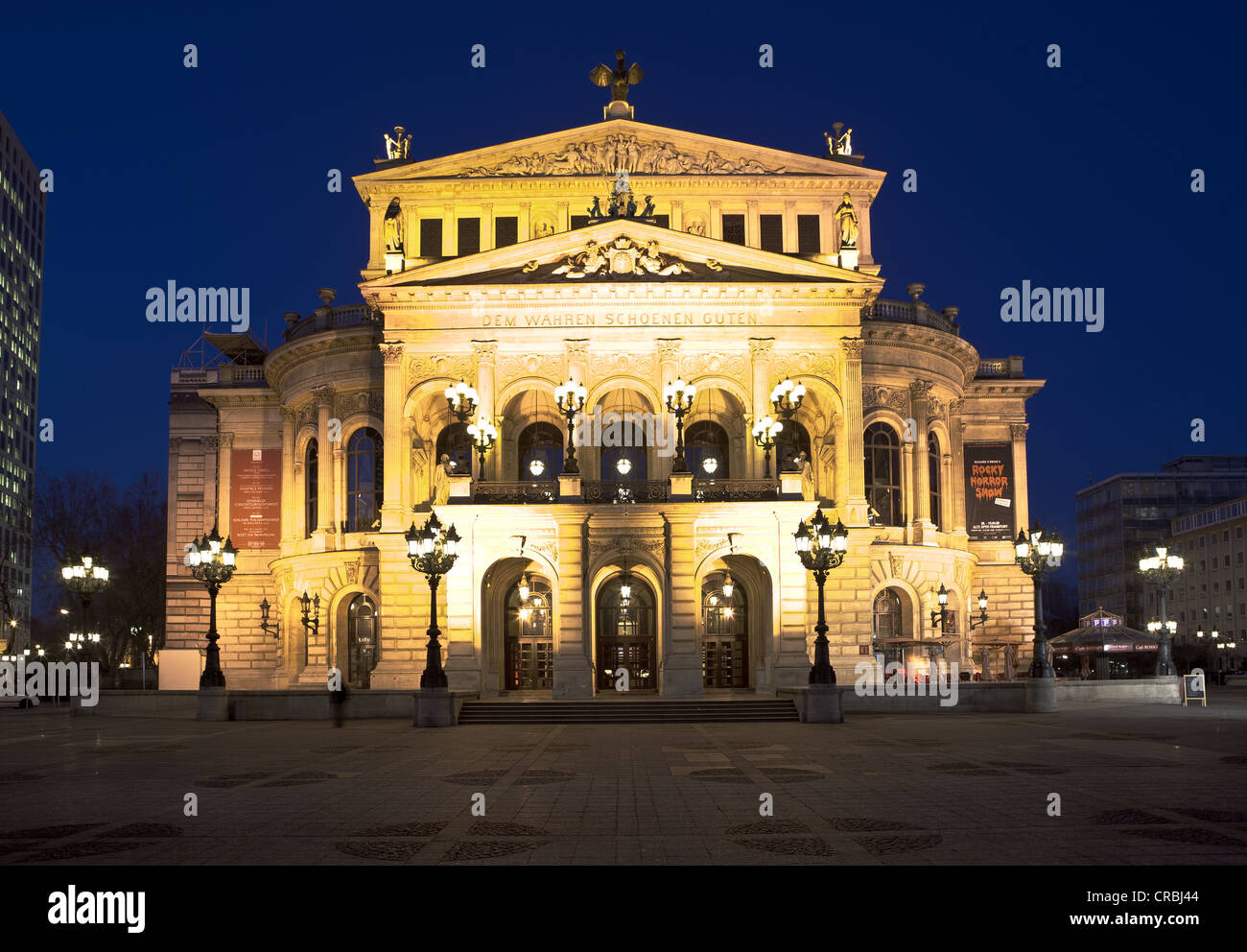 Por la noche, Alte Oper Frankfurt, Frankfurt am Main, Hesse, Alemania, Europa Foto de stock