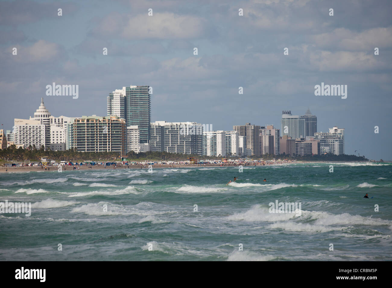La playa y el horizonte, South Beach, Miami, Florida, USA. Foto de stock