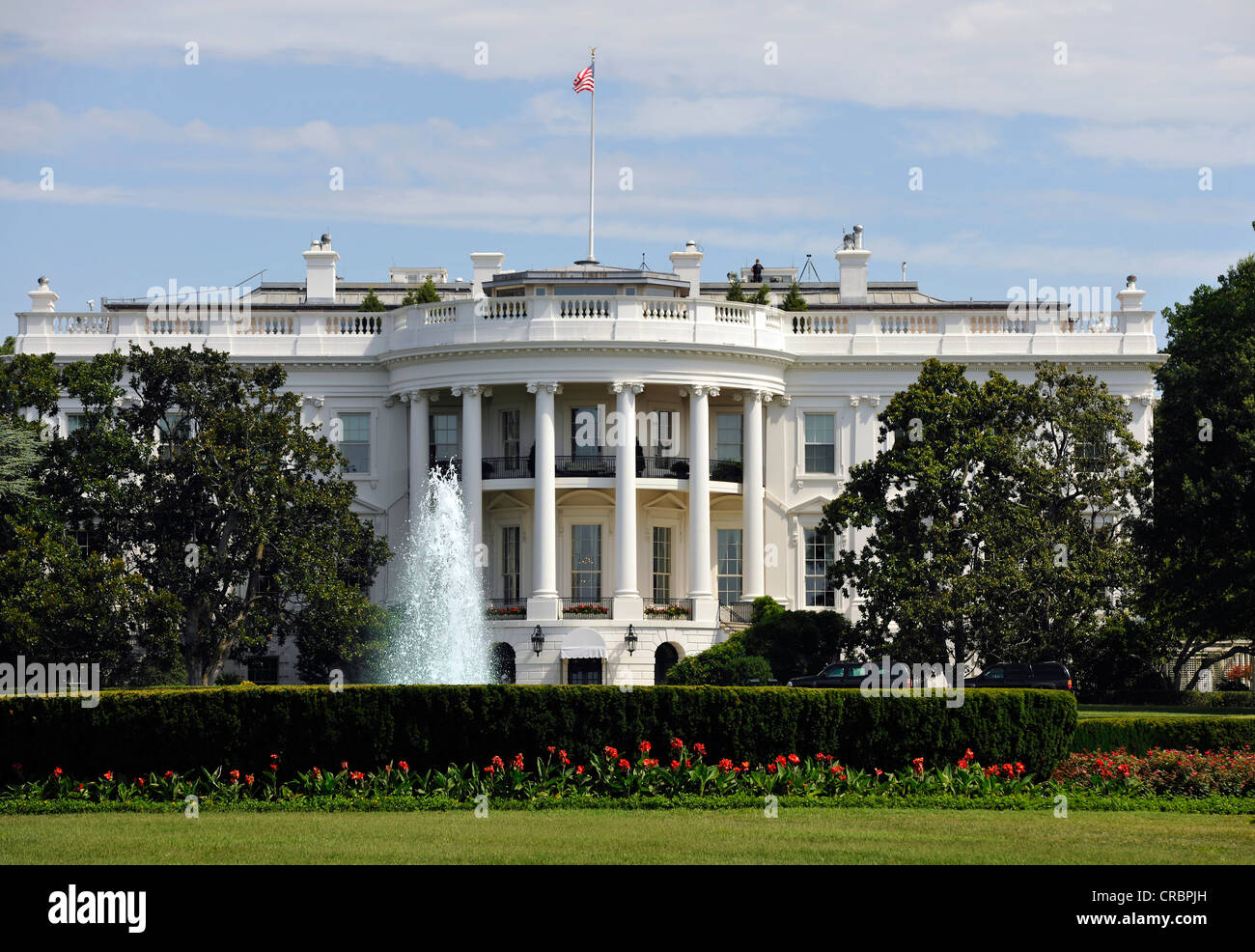 Vista del pórtico sur con la habitación azul, la Casa Blanca, en Washington DC, Distrito de Columbia, Estados Unidos de América Foto de stock