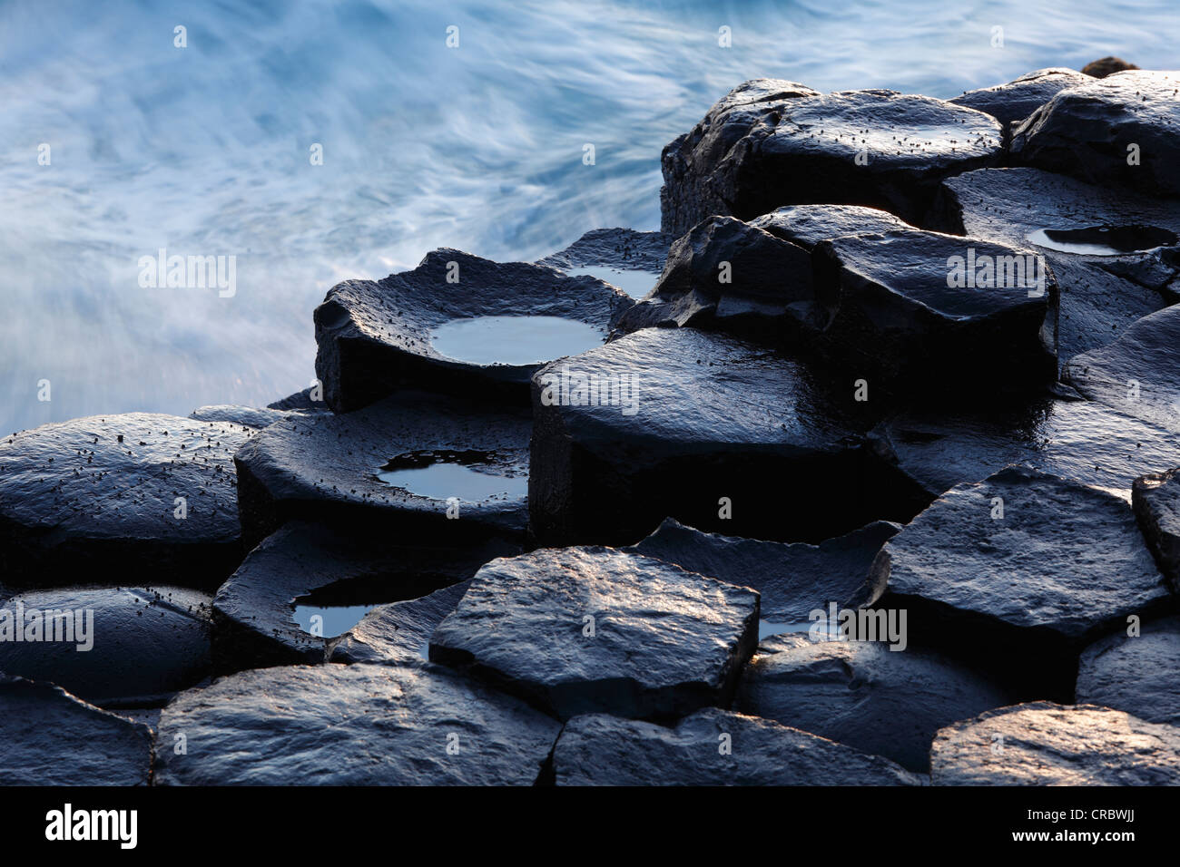 Columnas basálticas, Giant's Causeway, Costa Causeway, Condado de Antrim, Irlanda del Norte, Reino Unido, Europa Foto de stock