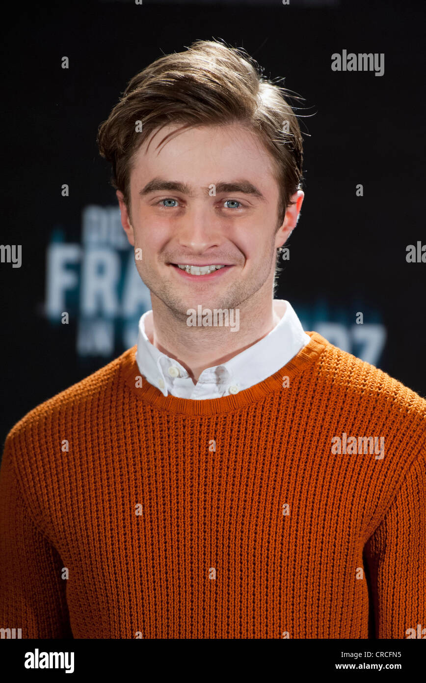 El actor británico Daniel Radcliffe en una conferencia de prensa en Munich, Baviera, Alemania, Europa Foto de stock