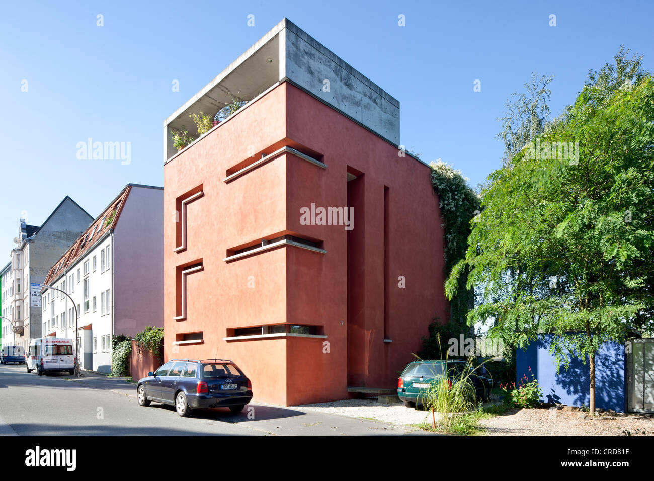 Casa Roja, Tremonia Casas de arquitectos, Dortmund, área de Ruhr, Renania del Norte-Westfalia, Alemania, Europa, PublicGround Foto de stock