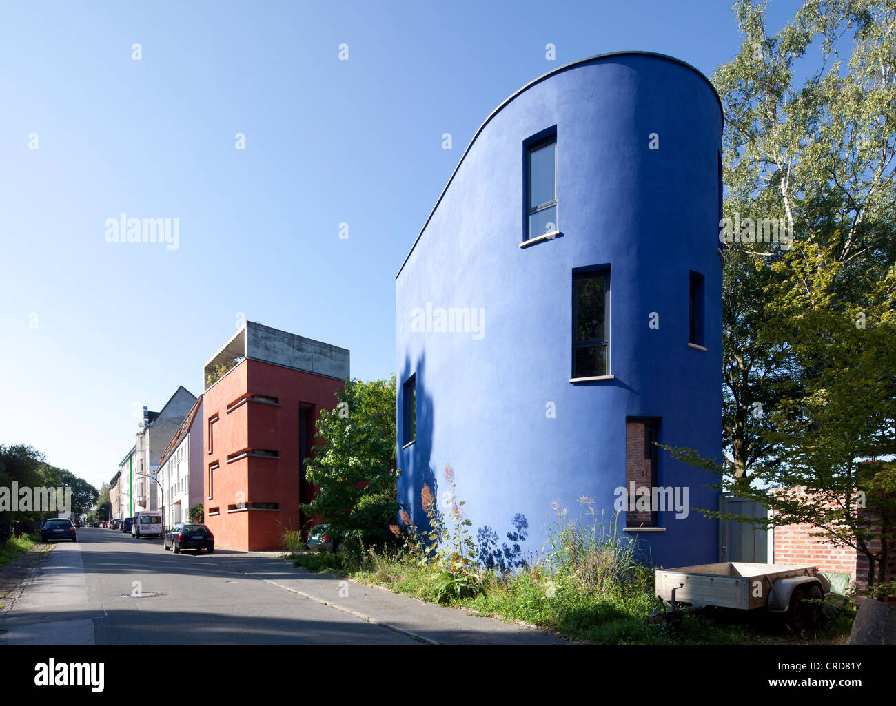 Rojo y Azul, Casa Casas Tremonia de arquitectos, Dortmund, área de Ruhr, Renania del Norte-Westfalia, Alemania, Europa, PublicGround Foto de stock