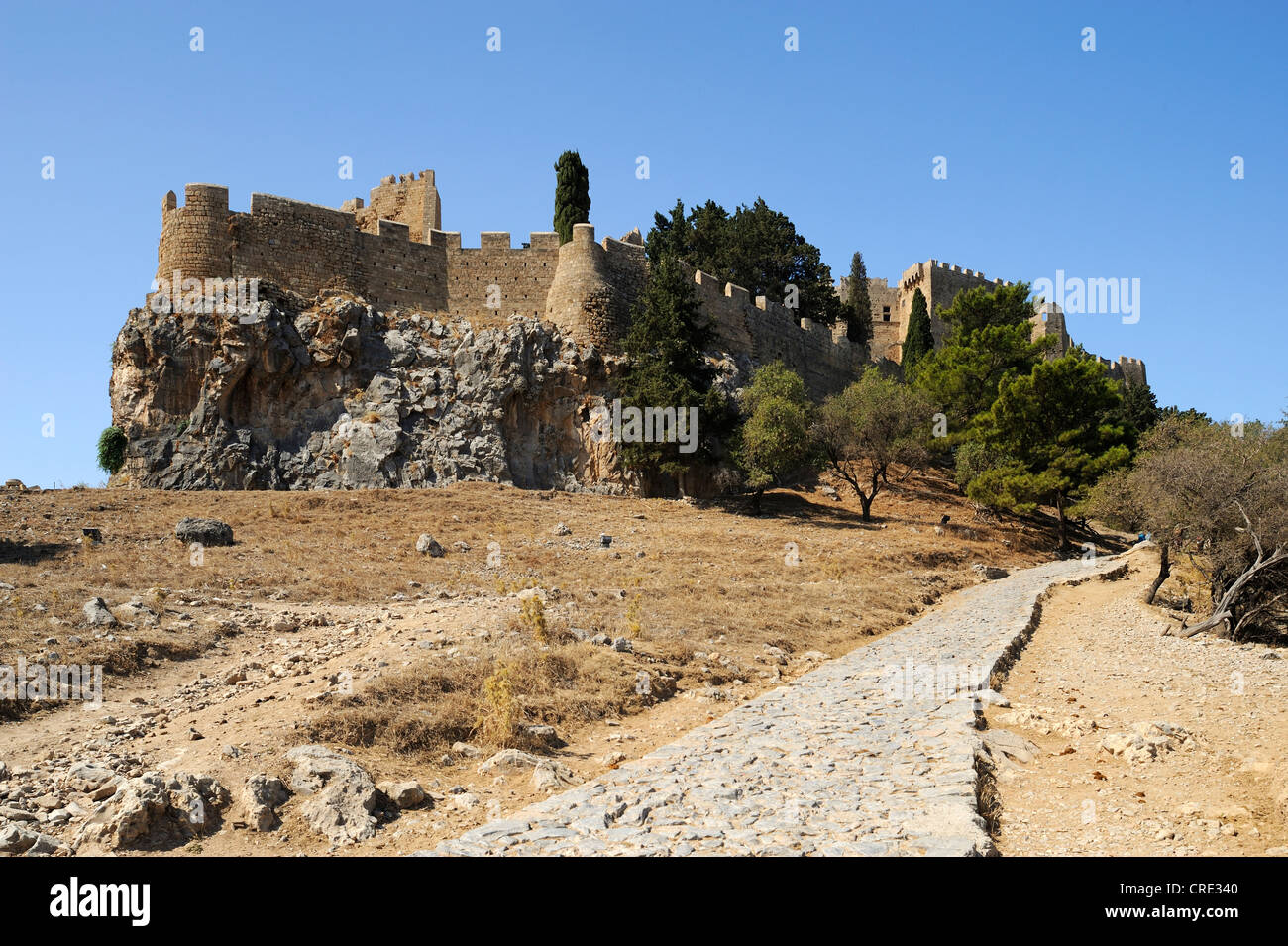 Acrópolis de Lindos, la isla de Rodas, Grecia, Europa Foto de stock