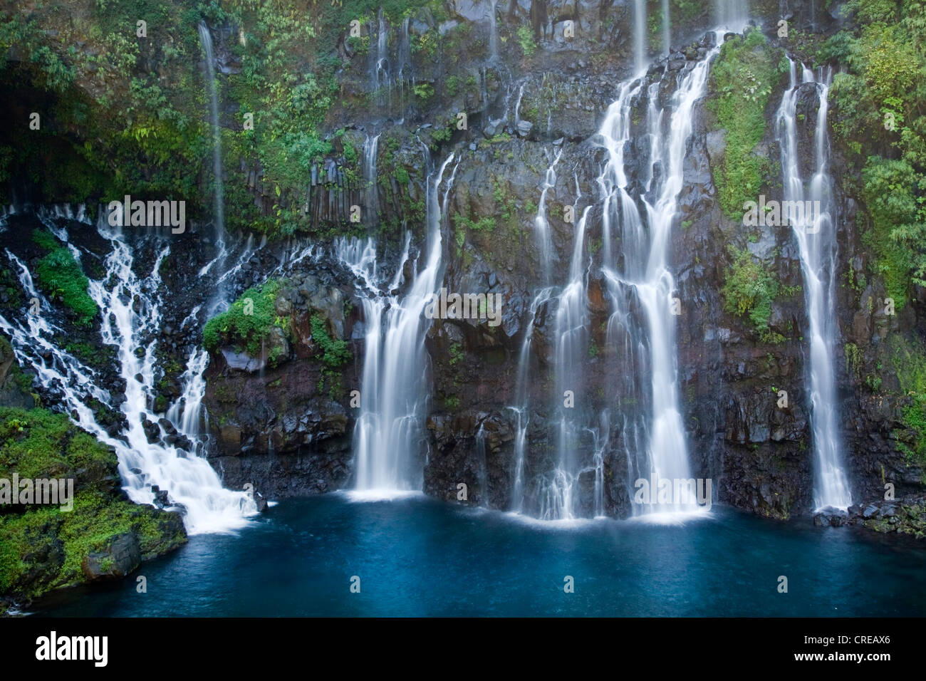Cascada de la Grand Ravine cascadas en Grand Galet, isla de La Reunion, el Océano Índico Foto de stock
