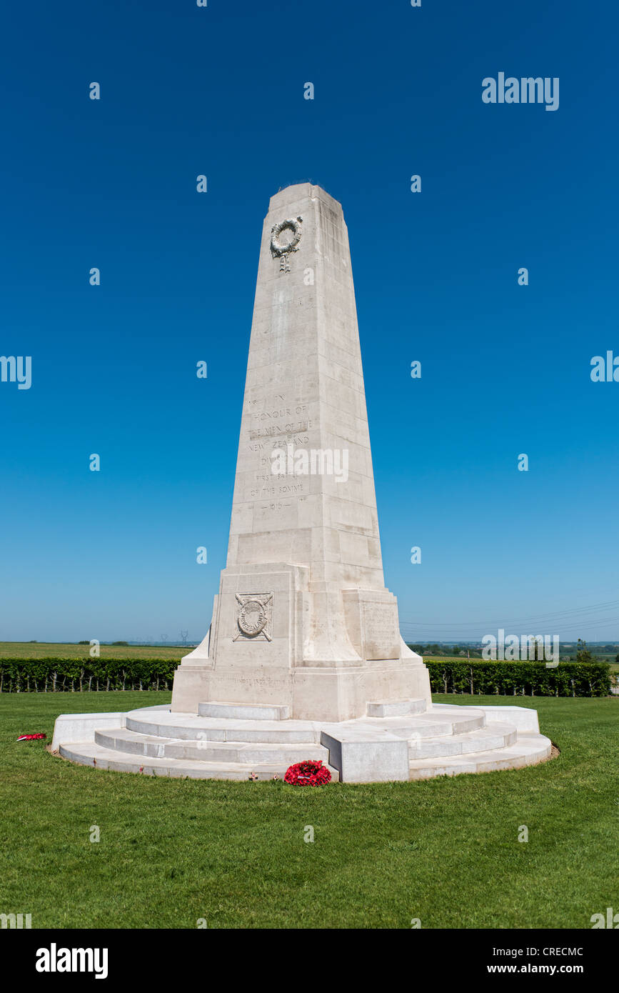 El Memorial en Nueva Zelandia Longueval, Somme, Francia Foto de stock