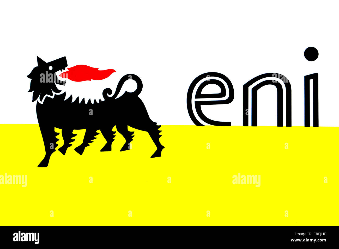 Logotipo de la multinacional italiana Eni, una empresa de gas y petróleo, la compañía más grande de Italia con una cadena de estaciones de servicio en Alemania Foto de stock