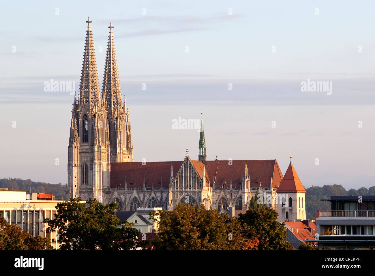 Regensburg Catedral de San Pedro en Ratisbona, Sitio del Patrimonio Mundial de la UNESCO, Baviera, Alemania, Europa Foto de stock