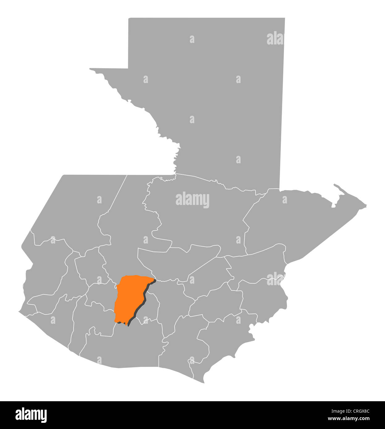 Mapa político de Guatemala con varios departamentos donde Chimaltenango