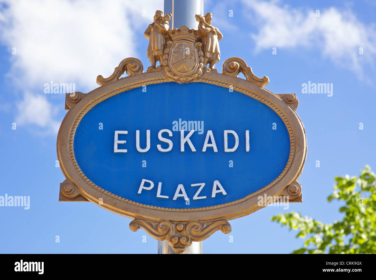 Placa de la Plaza Euskadi en Bilbao Foto de stock