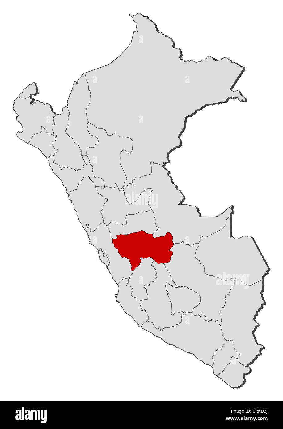 Mapa Político De Perú Con Las Varias Regiones Donde Se Resalta De Junín