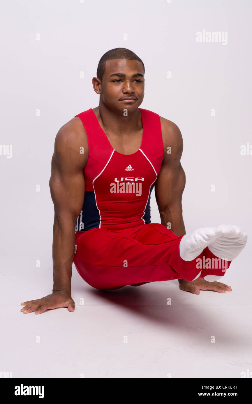 Nacida en Cuba y residente del Bronx John Orozco, usa el gimnasta, plantea en la Cumbre de Medios USOC previo a los Juegos Olímpicos Londres 2012 Foto de stock