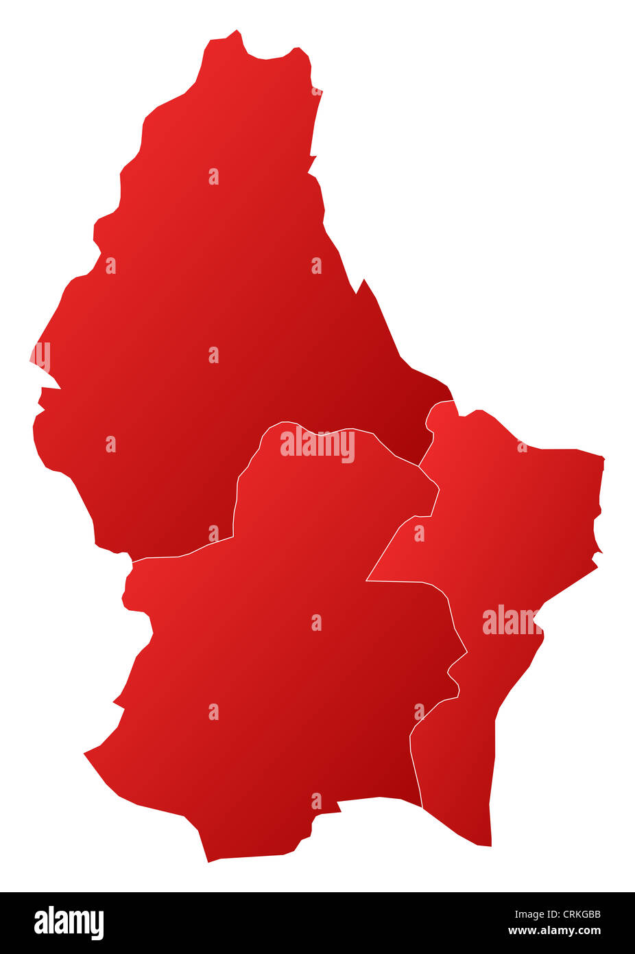 Mapa político de Luxemburgo con los varios distritos Fotografía de