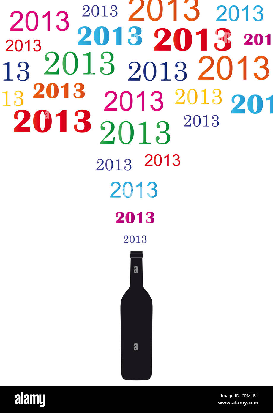 Concepto de Tarjeta de Año Nuevo 2013 con champán Foto de stock