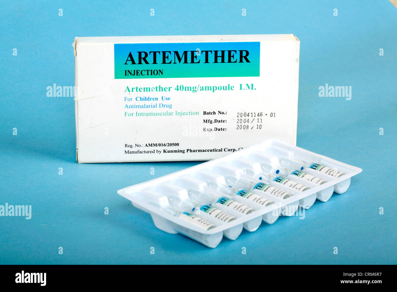 Arteméter; una inyección intramuscular en el tratamiento de la malaria. Foto de stock