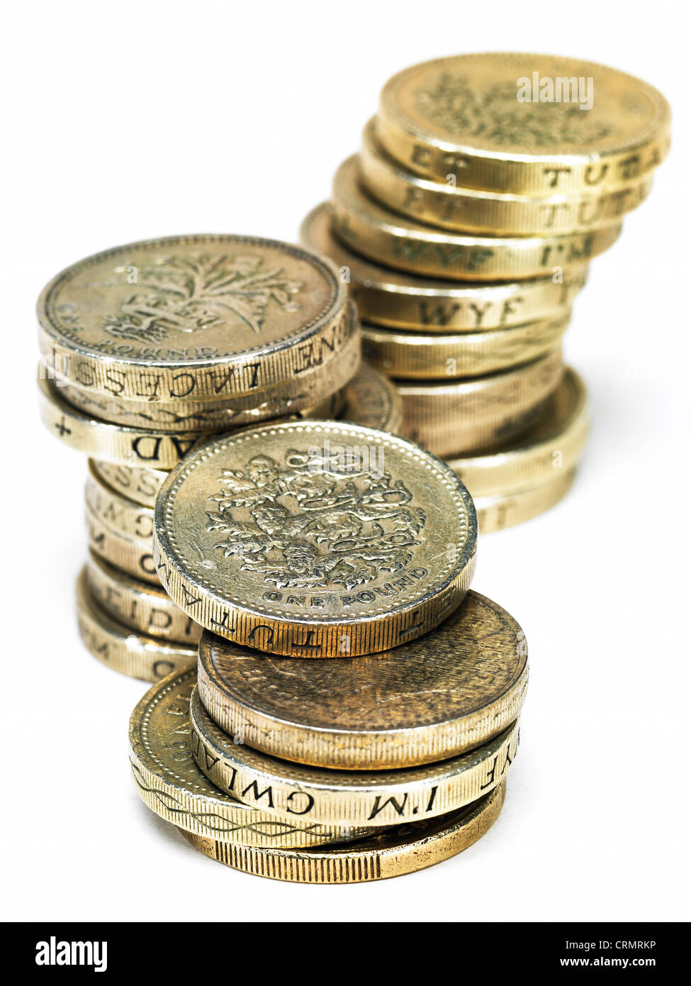 Montones de British Pound monedas Foto de stock