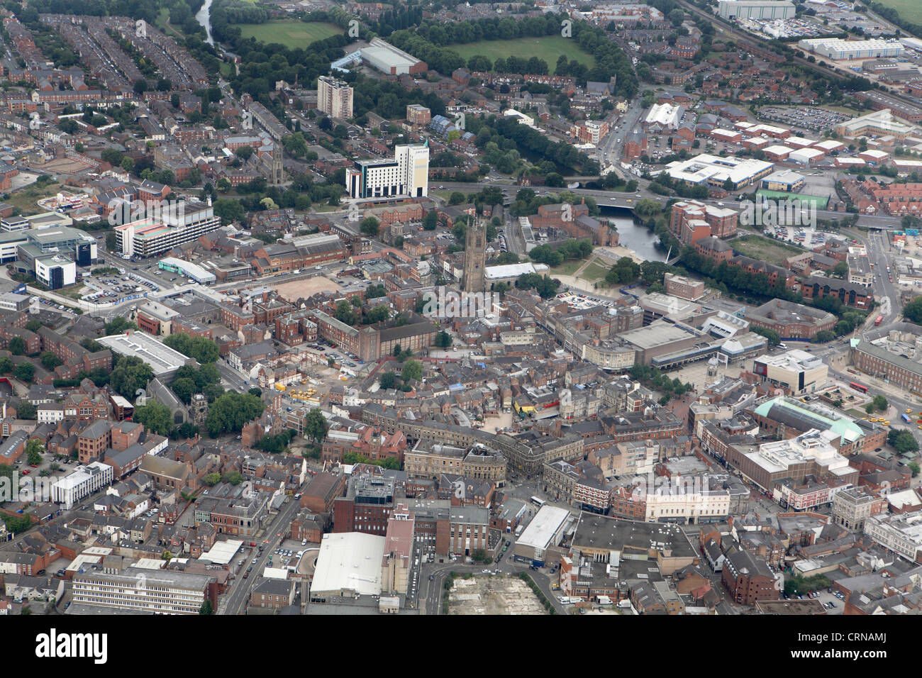 Vista aérea del centro de Derby Foto de stock