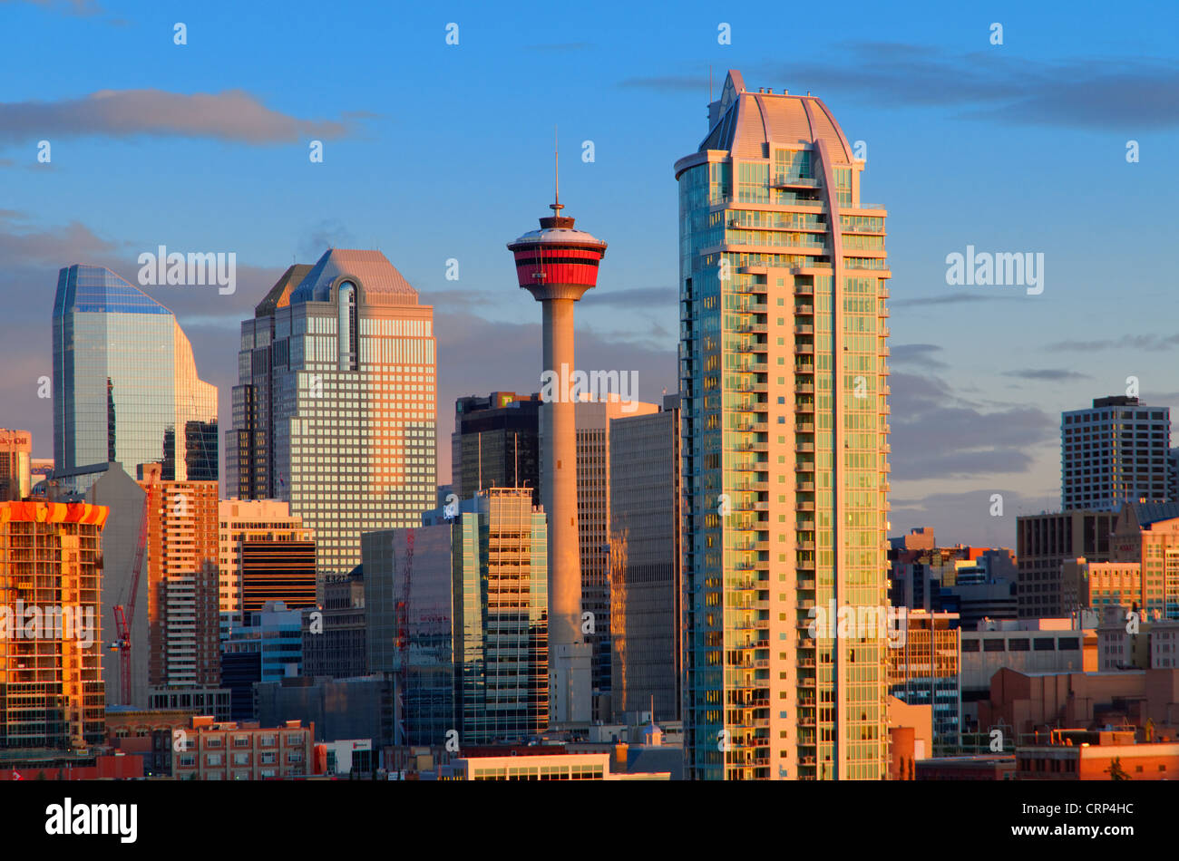 Ciudad al amanecer, Calgary, Alberta, Canadá Foto de stock