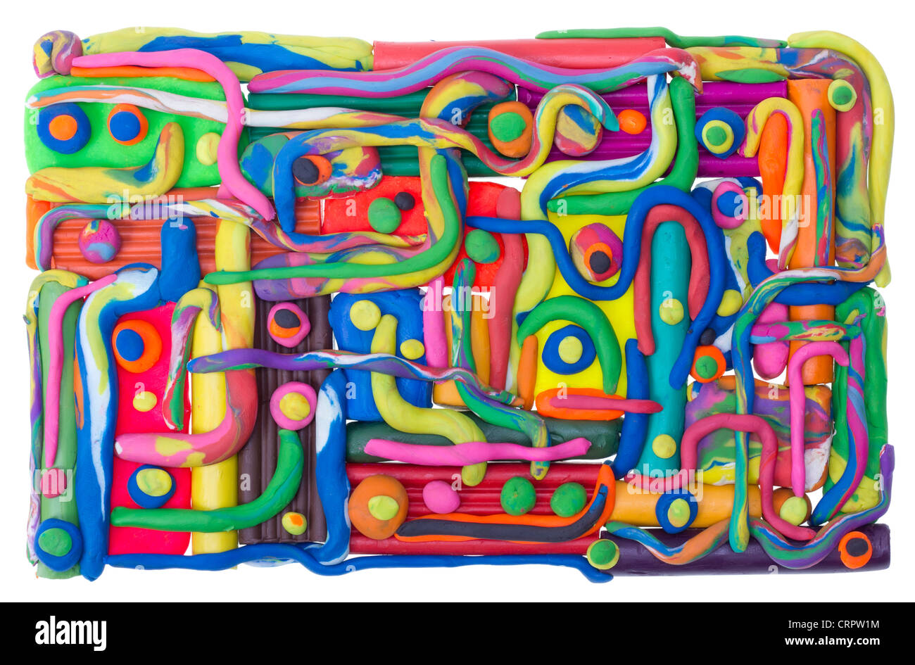 Arcilla plastilina vida el concepto de arte fantástico niños aislados de collage Foto de stock