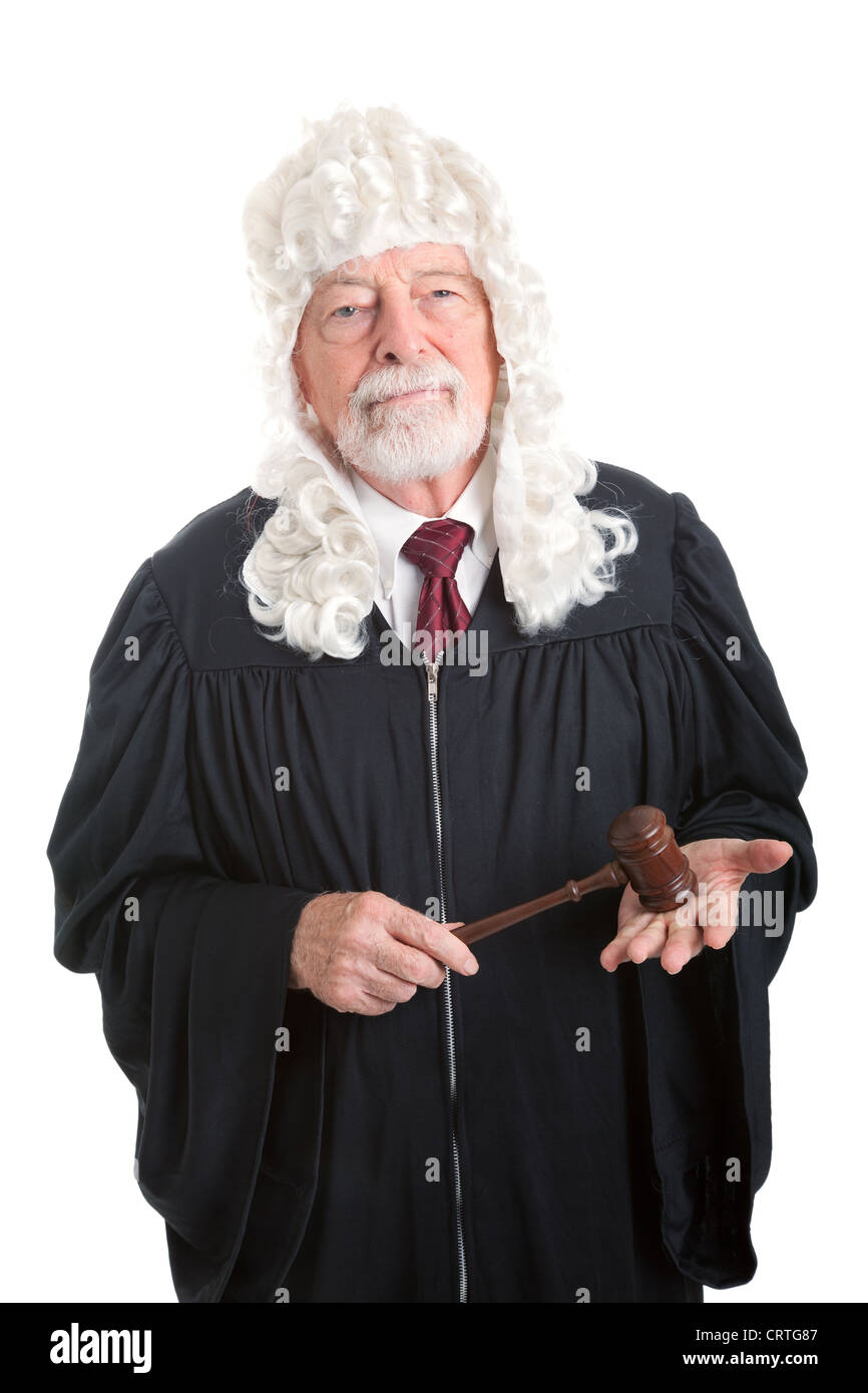 Juez de estilo británico con una peluca. Aislado en blanco Fotografía de  stock - Alamy