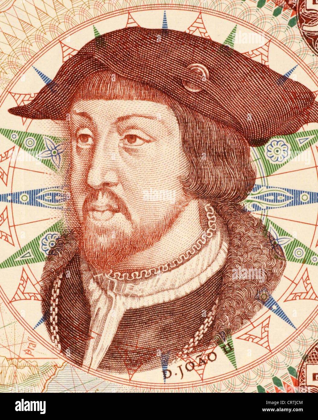 Juan II (1455-1495) en 1966 billetes de 500 Escudos de Portugal. El rey ...