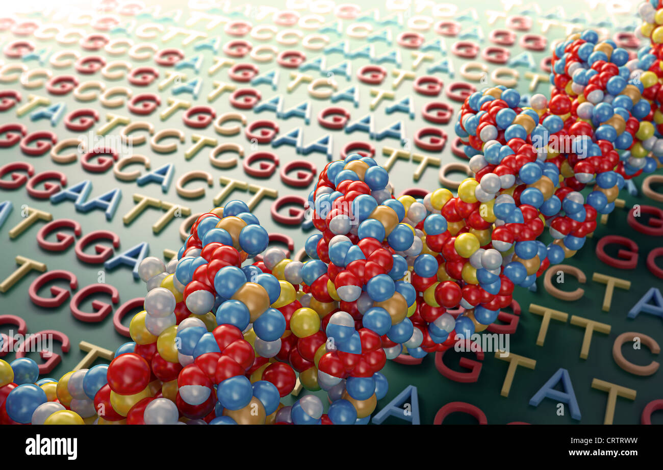 Ilustración del concepto de secuenciación de ADN Foto de stock