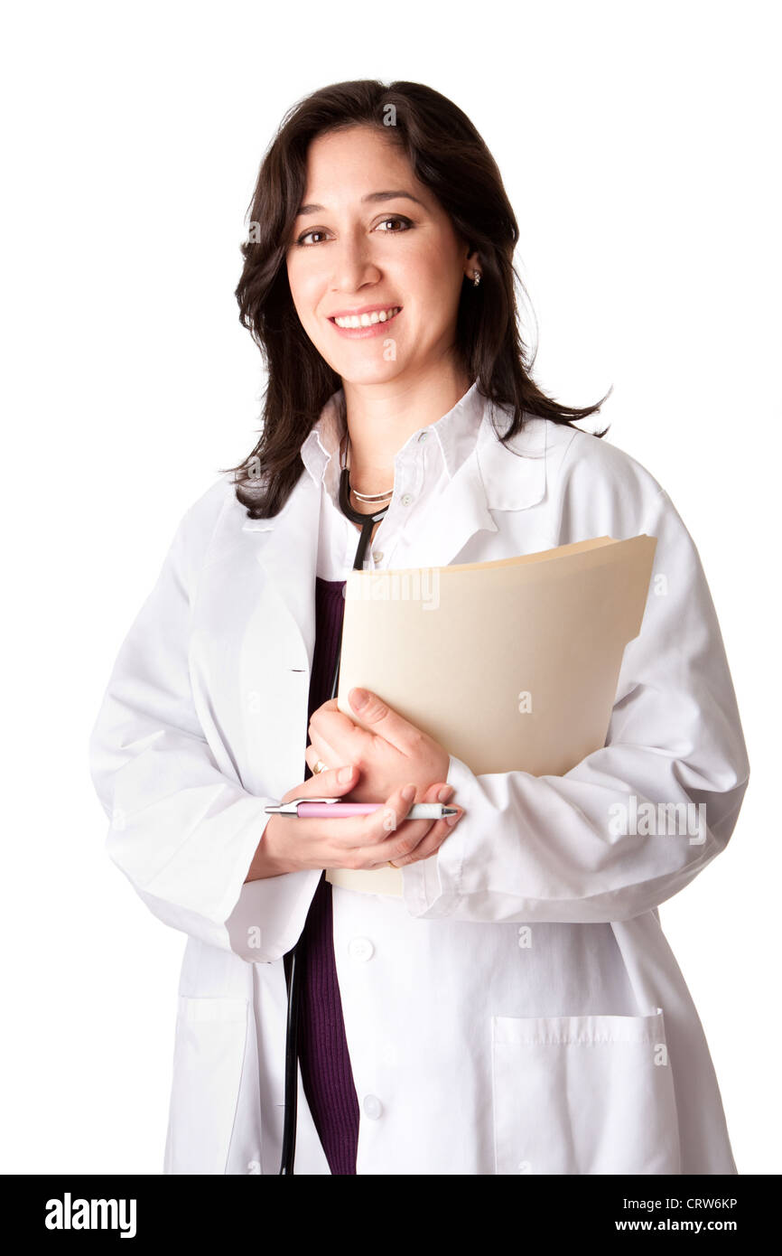 Mujer doctor médico con gráfico Foto de stock