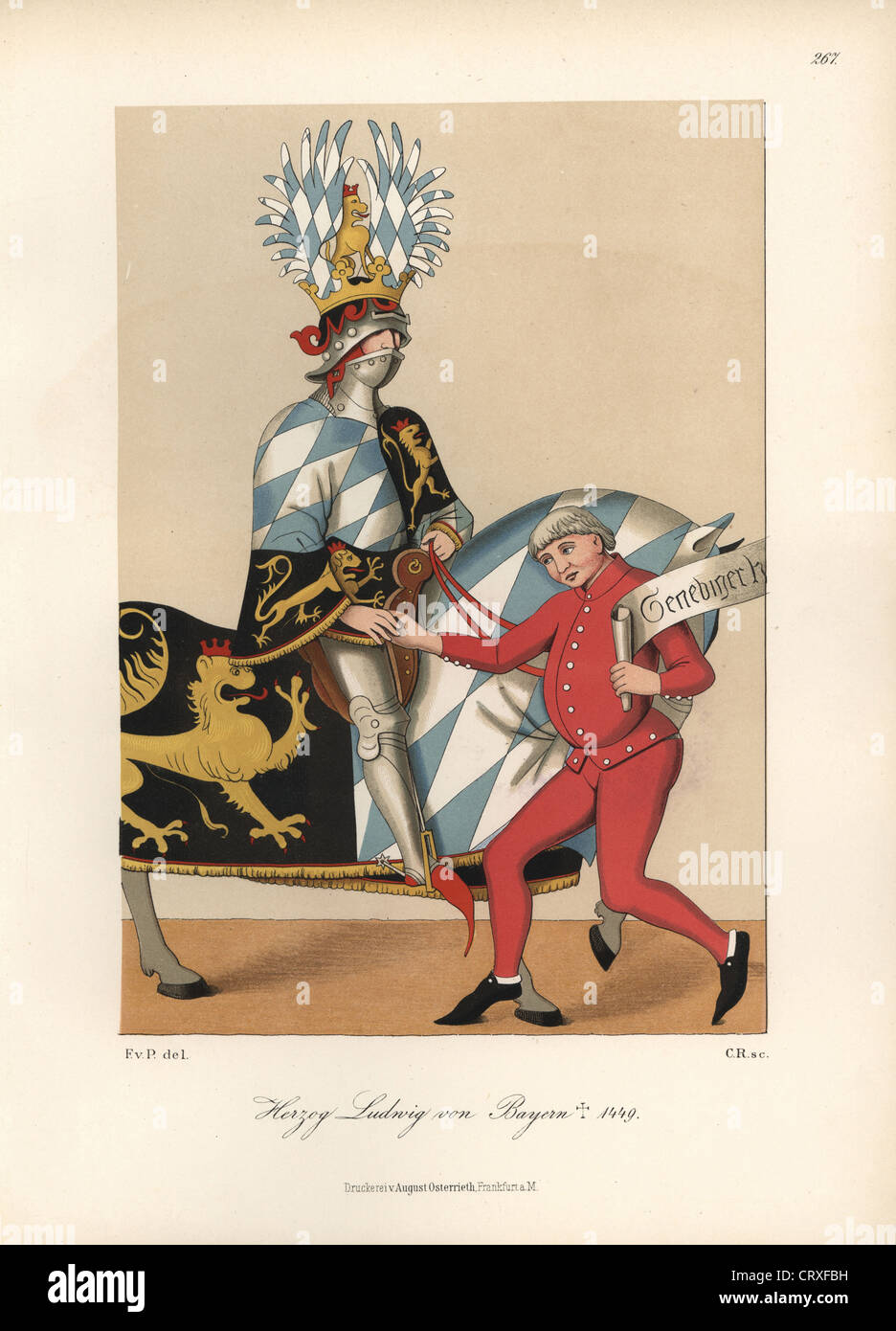 Ludwig, duque de Baviera (fallecido en 1449), montado a caballo en un torneo. Foto de stock