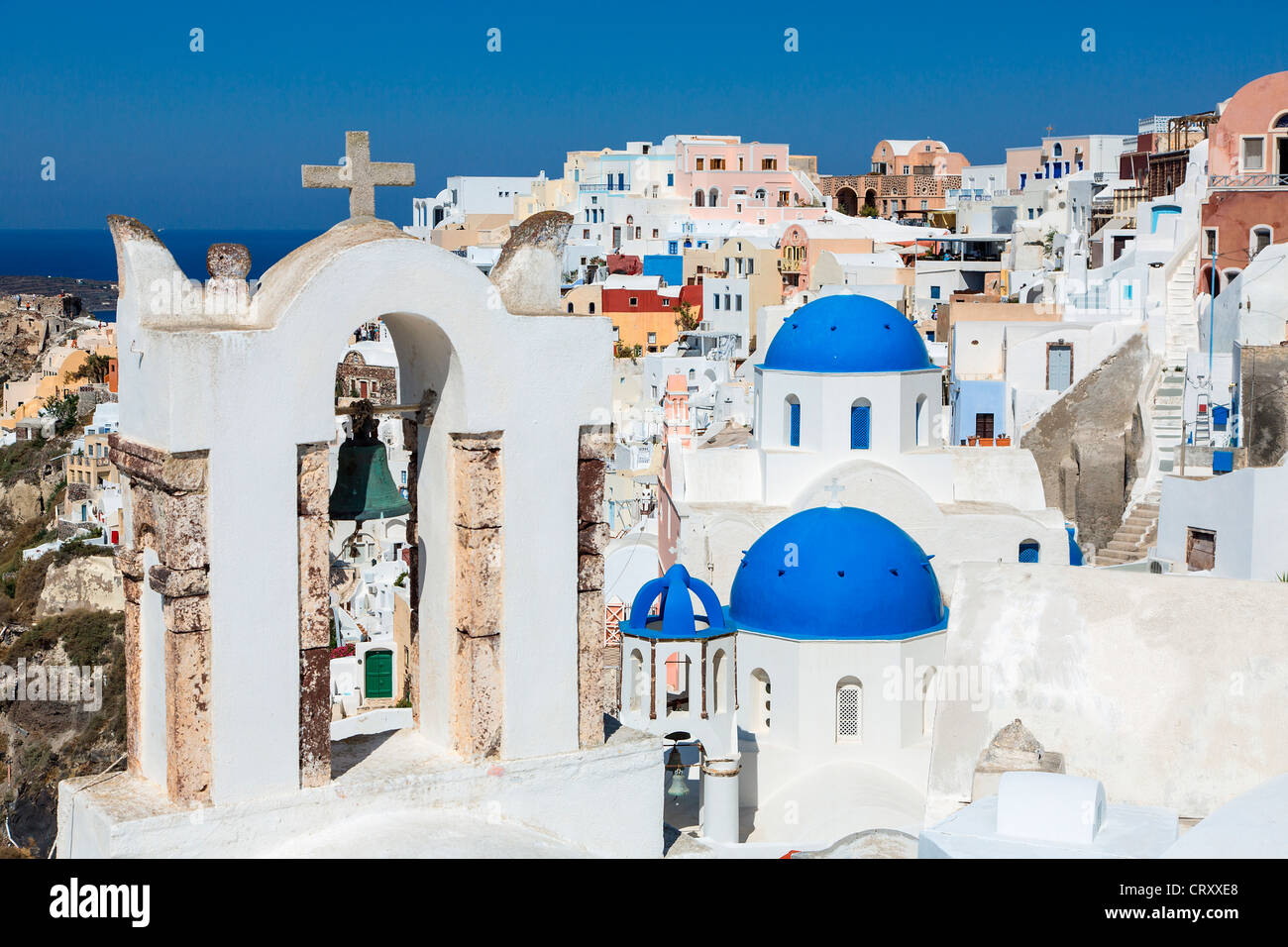 Santorini, Iglesia Ortodoxa en Oia Foto de stock