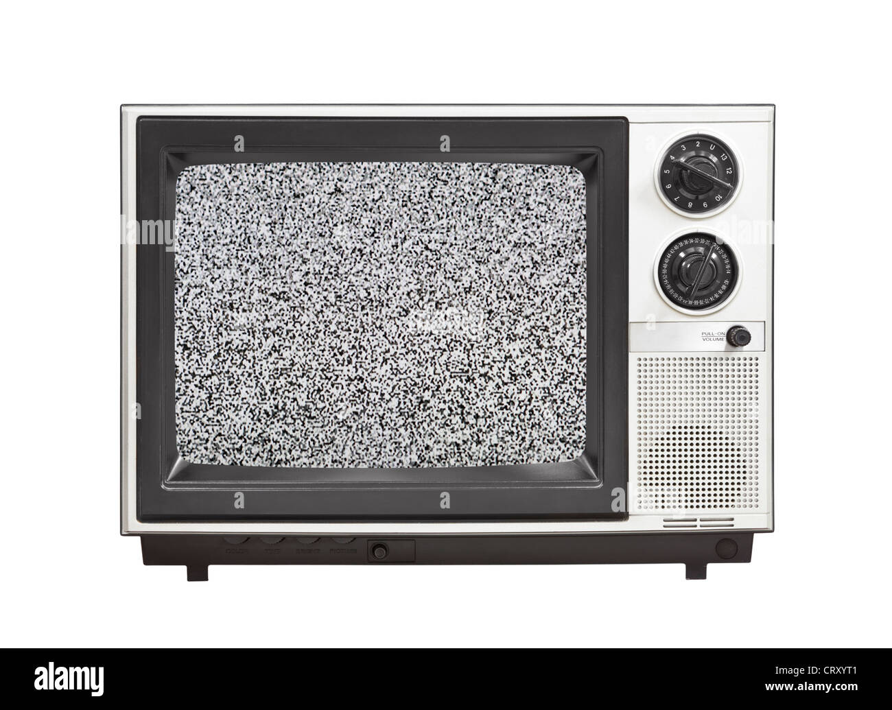 1980 televisor portátil con estática aislada. Foto de stock