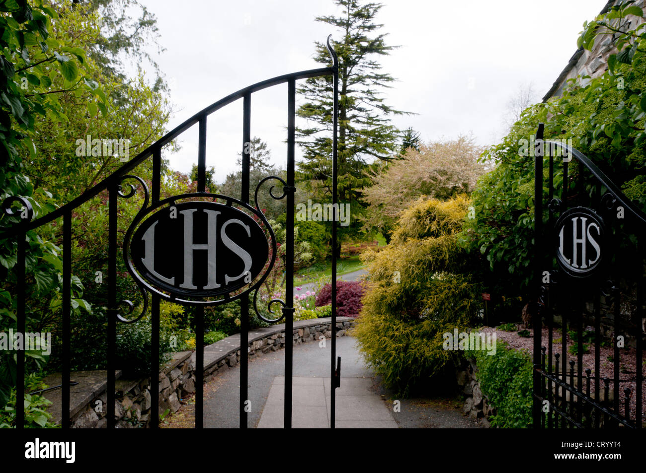 Puertas de entrada a Lakeland Horticultural Society Gardens en Holehird. Foto de stock