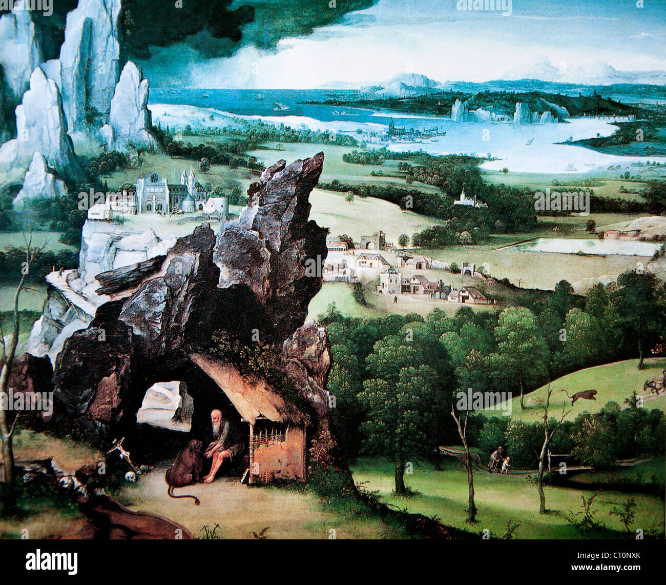 Paisaje con San Jerónimo Joachim Patinir (1524 Fotografía de stock