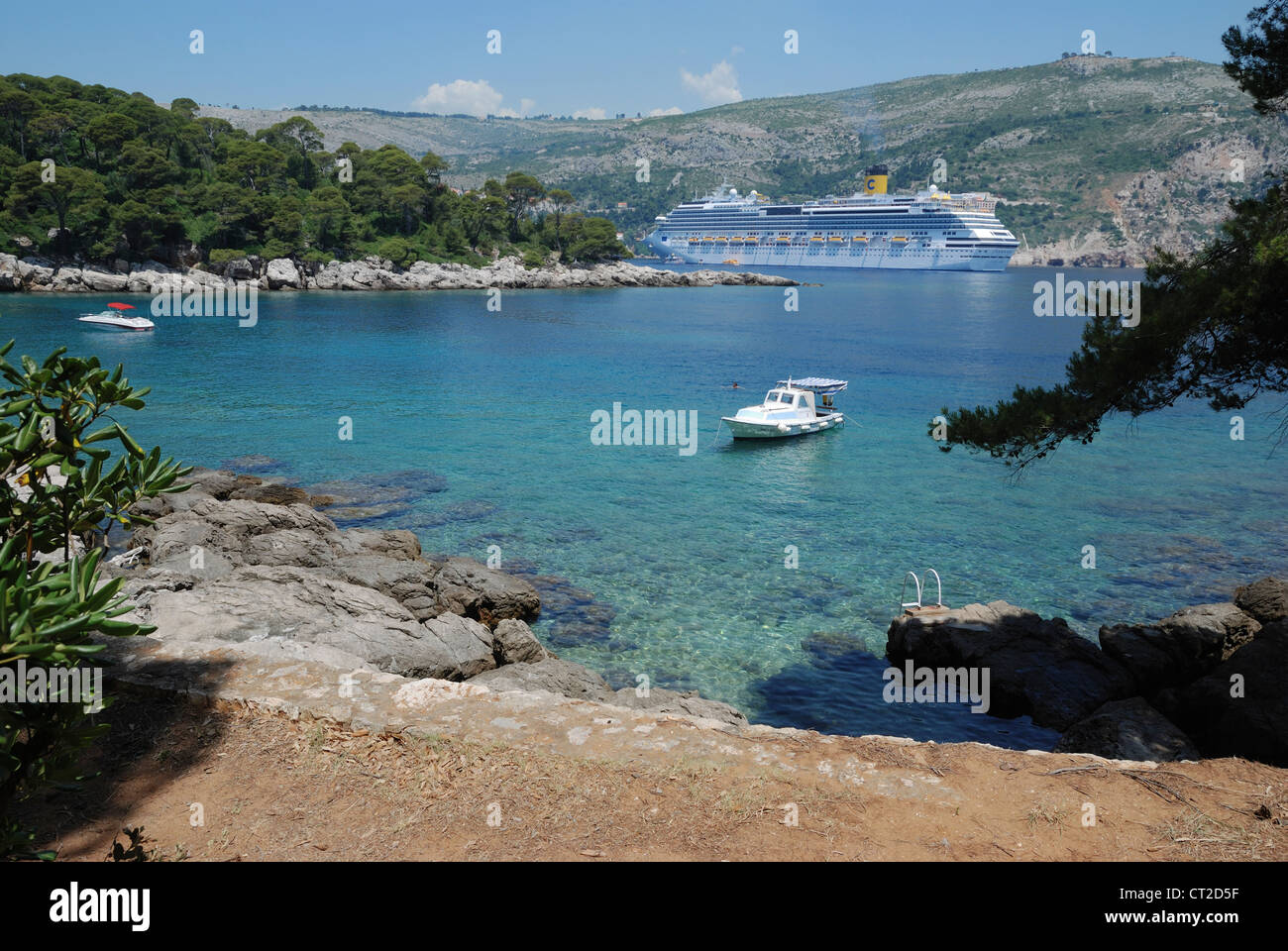 Una bahía de la isla de Lokrum cerca de Dubrovnik, en Croacia. Foto de stock