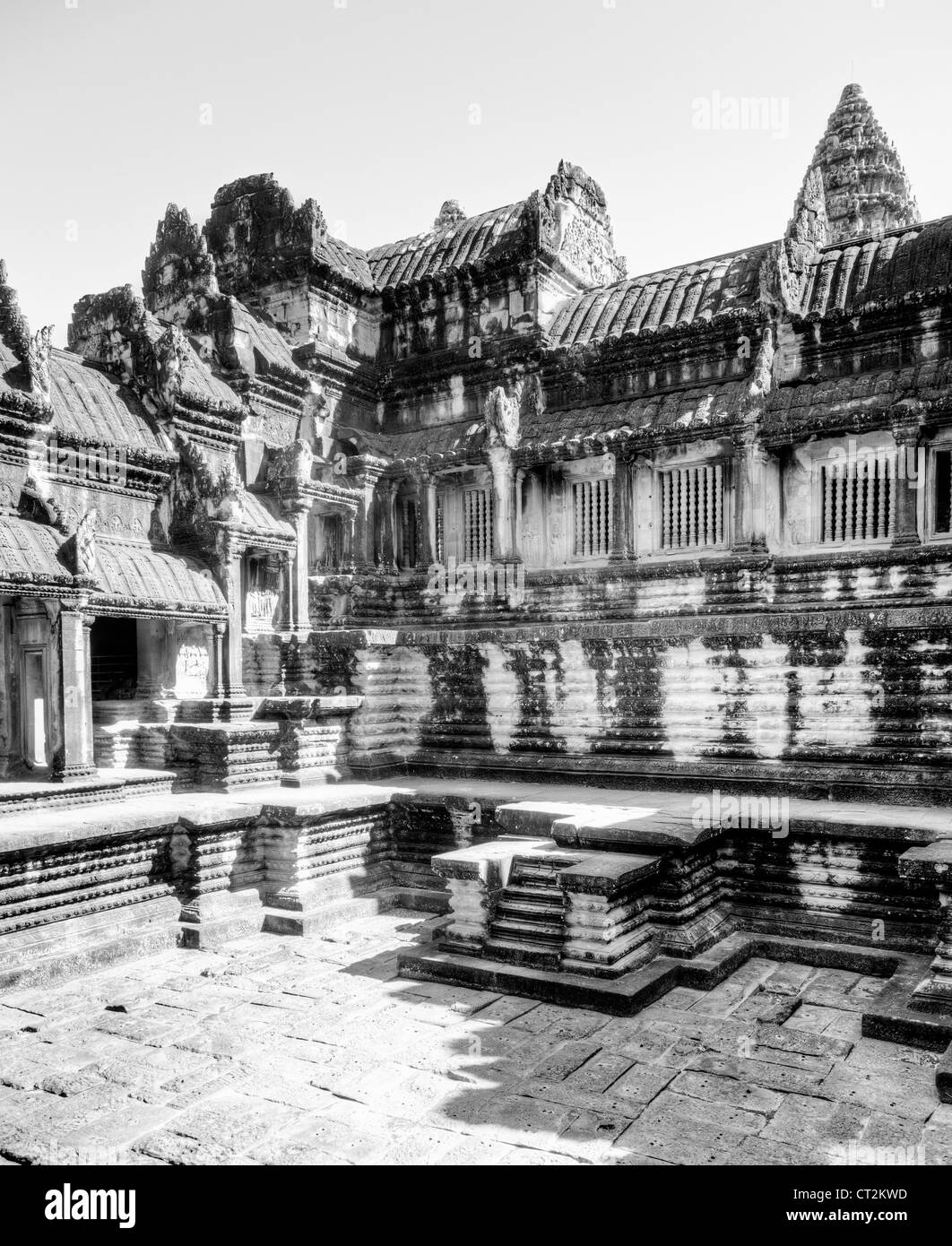 Terrazas interiores de Angkor Wat, Camboya Foto de stock