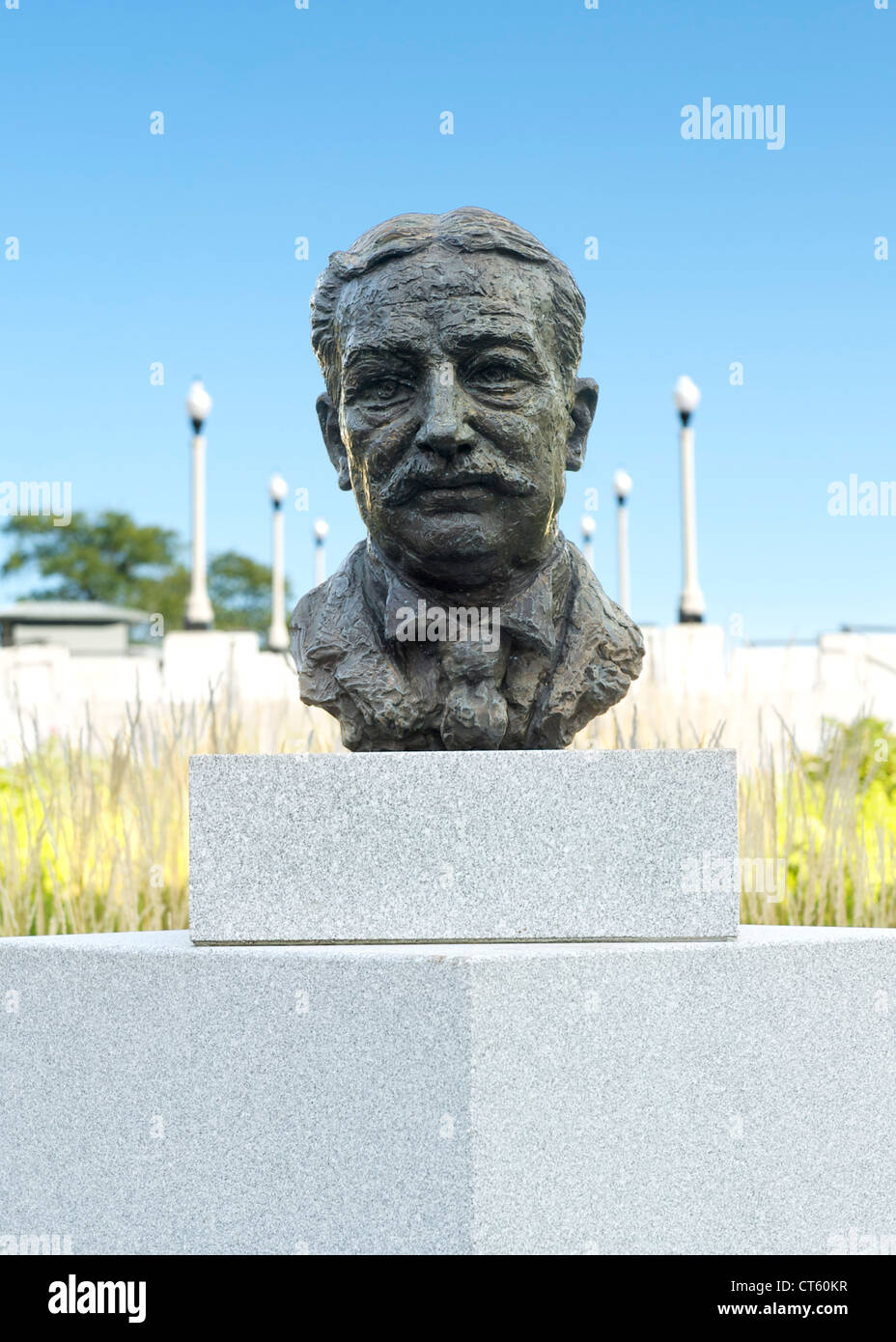 Busto de Montgomery Ward en el Grant Park en Chicago, Illinois, EE.UU. Foto de stock