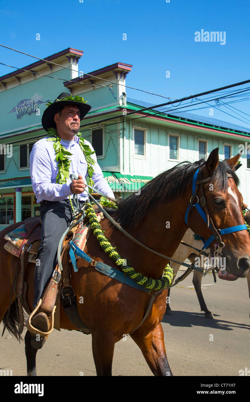 El rey Kamehameha Day Parade, Hawi, en el norte de Kohala, Isla Grande de Hawaii Foto de stock