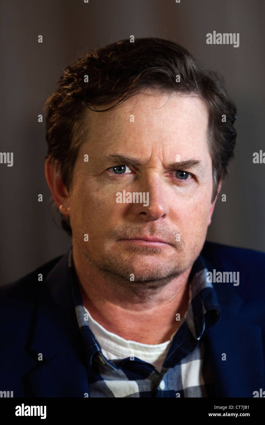 El actor y la enfermedad de Parkinson sufriente y activista Michael J. Fox fotografiado durante una entrevista en la Ciudad de Nueva York. Foto de stock
