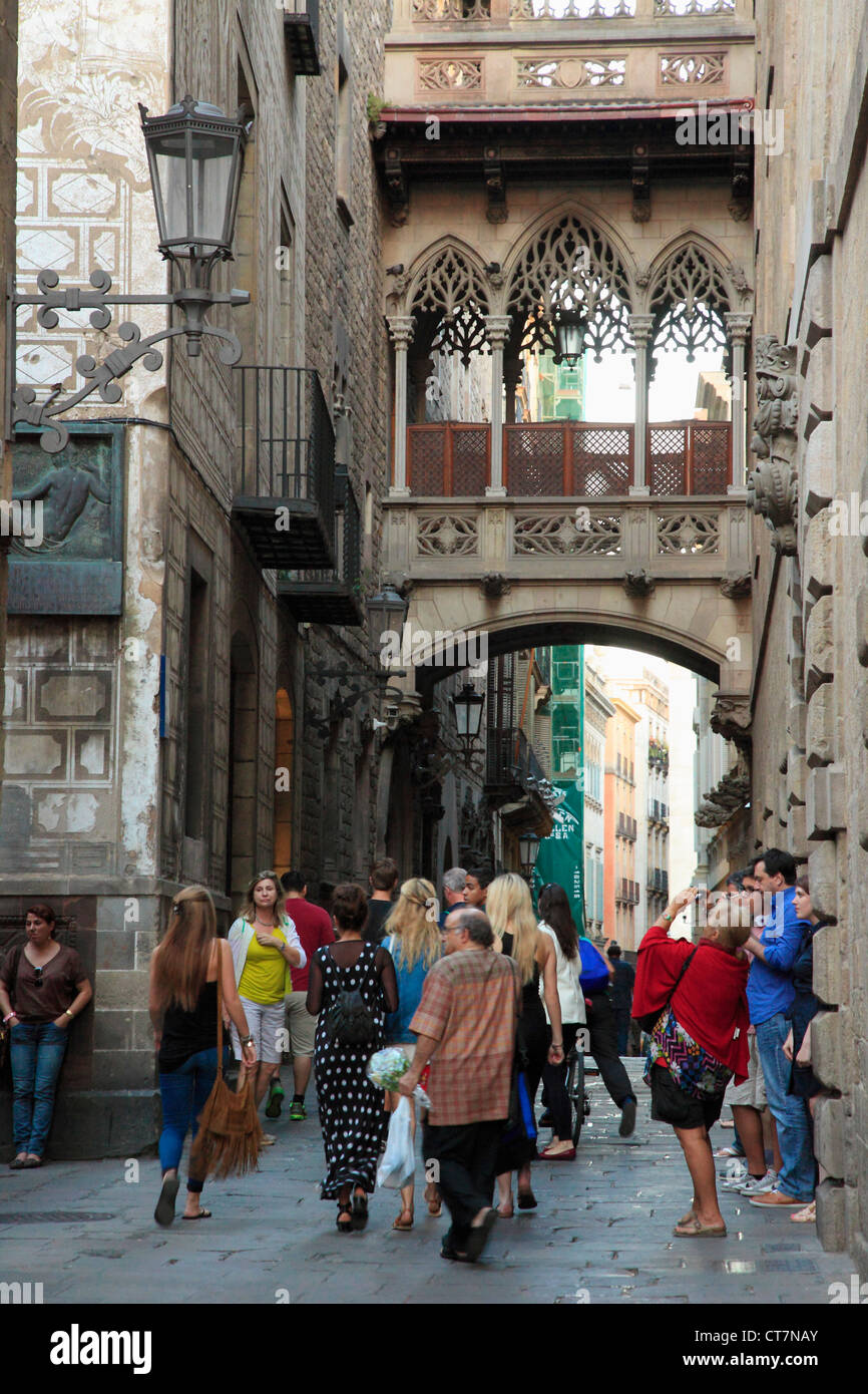 España, Cataluña, Barcelona, el Barri Gòtic, la calle del Bisbe, Foto de stock