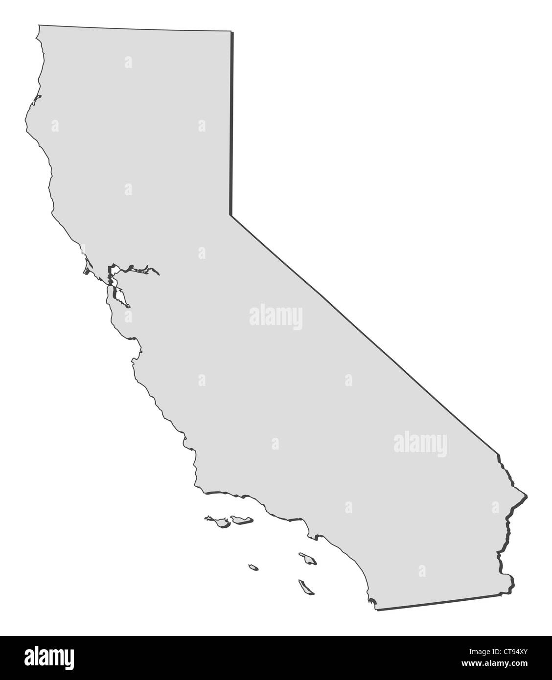 Mapa de California, un estado de Estados Unidos. Foto de stock
