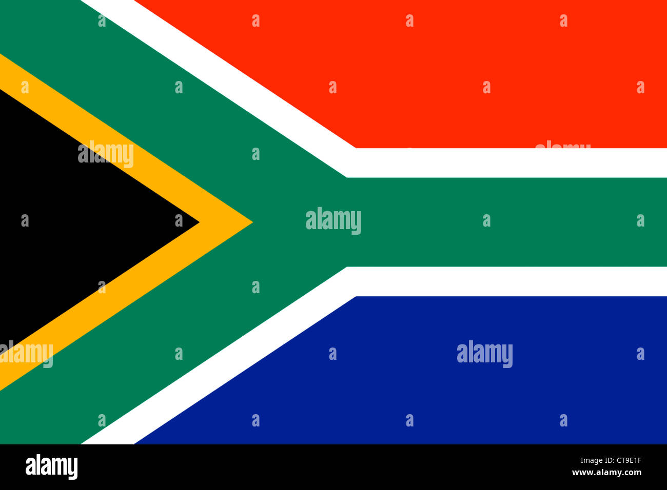 La bandera nacional de la República de Sudáfrica. Foto de stock