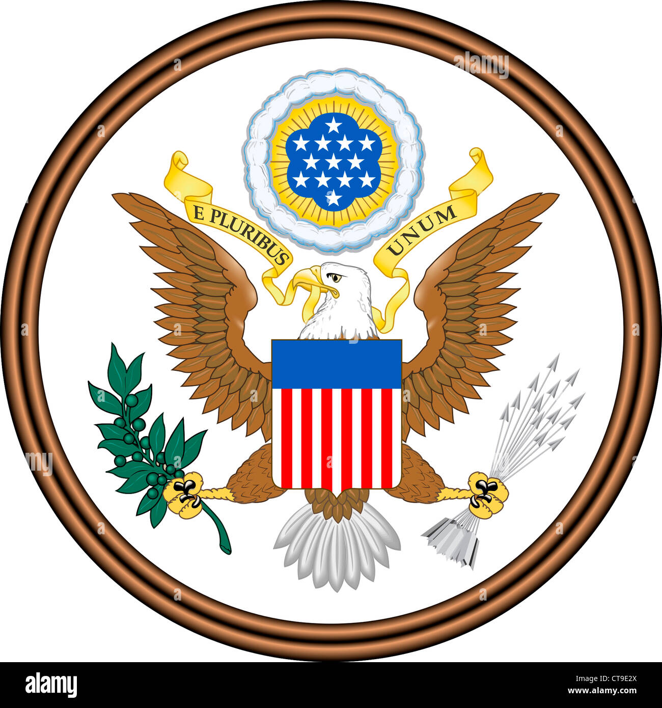 Escudo de armas de los Estados Unidos de América. Foto de stock