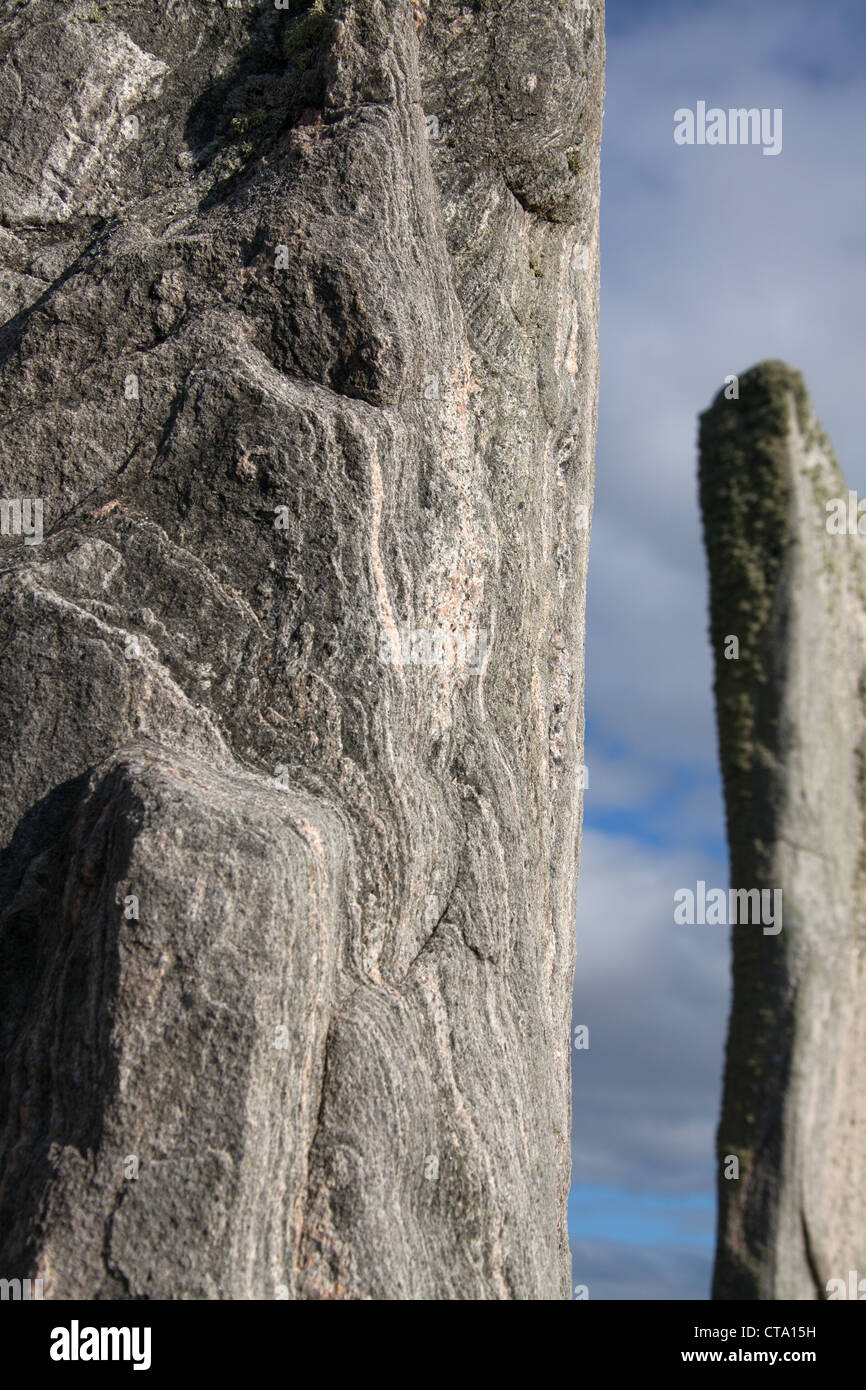 La isla de Lewis, Escocia. La Calanais Standing Stones en la costa oeste de Lewis, cerca de la aldea de Calanais. Foto de stock