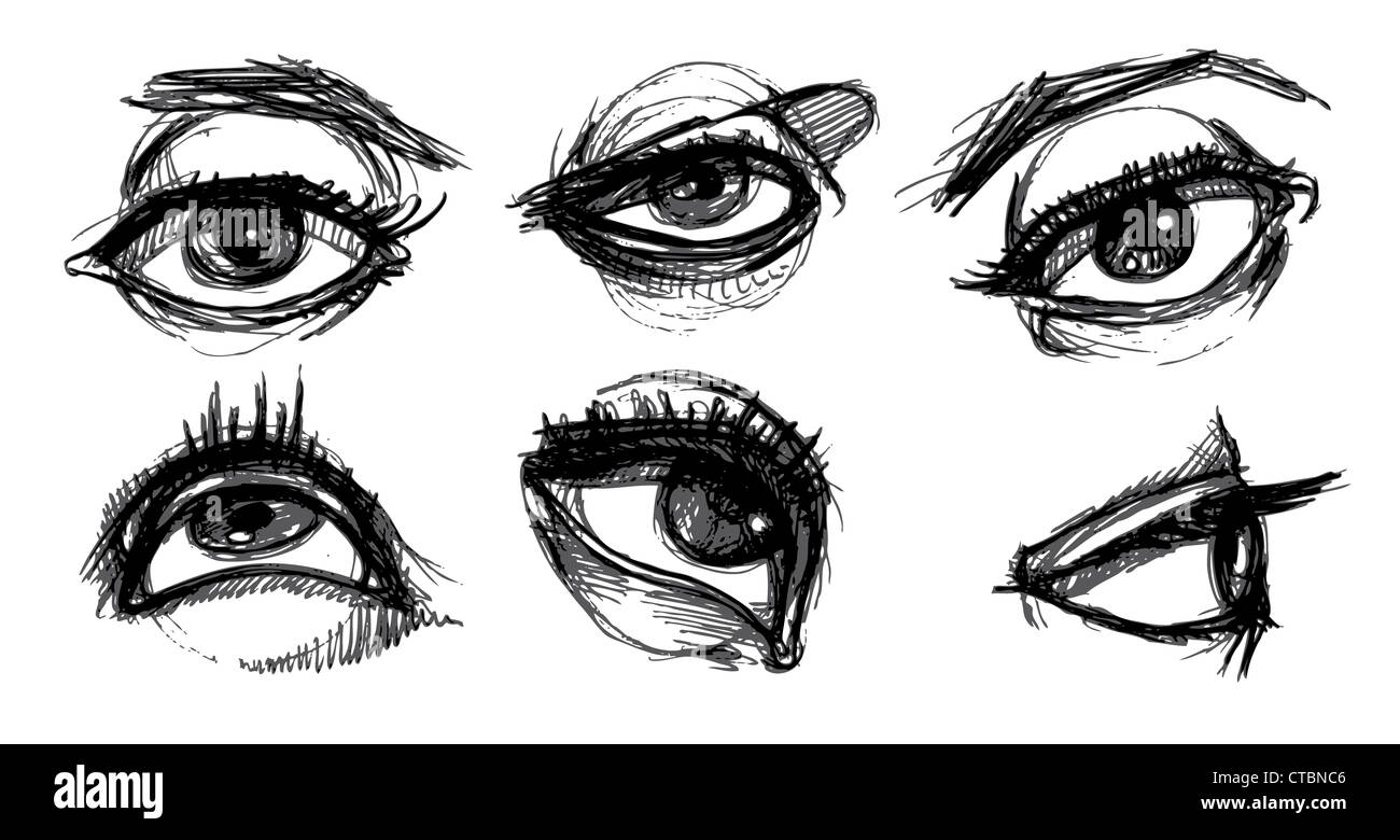 Variedad de ojos dibujados a mano. cada, editarse fácilmente Fotografía de  stock - Alamy