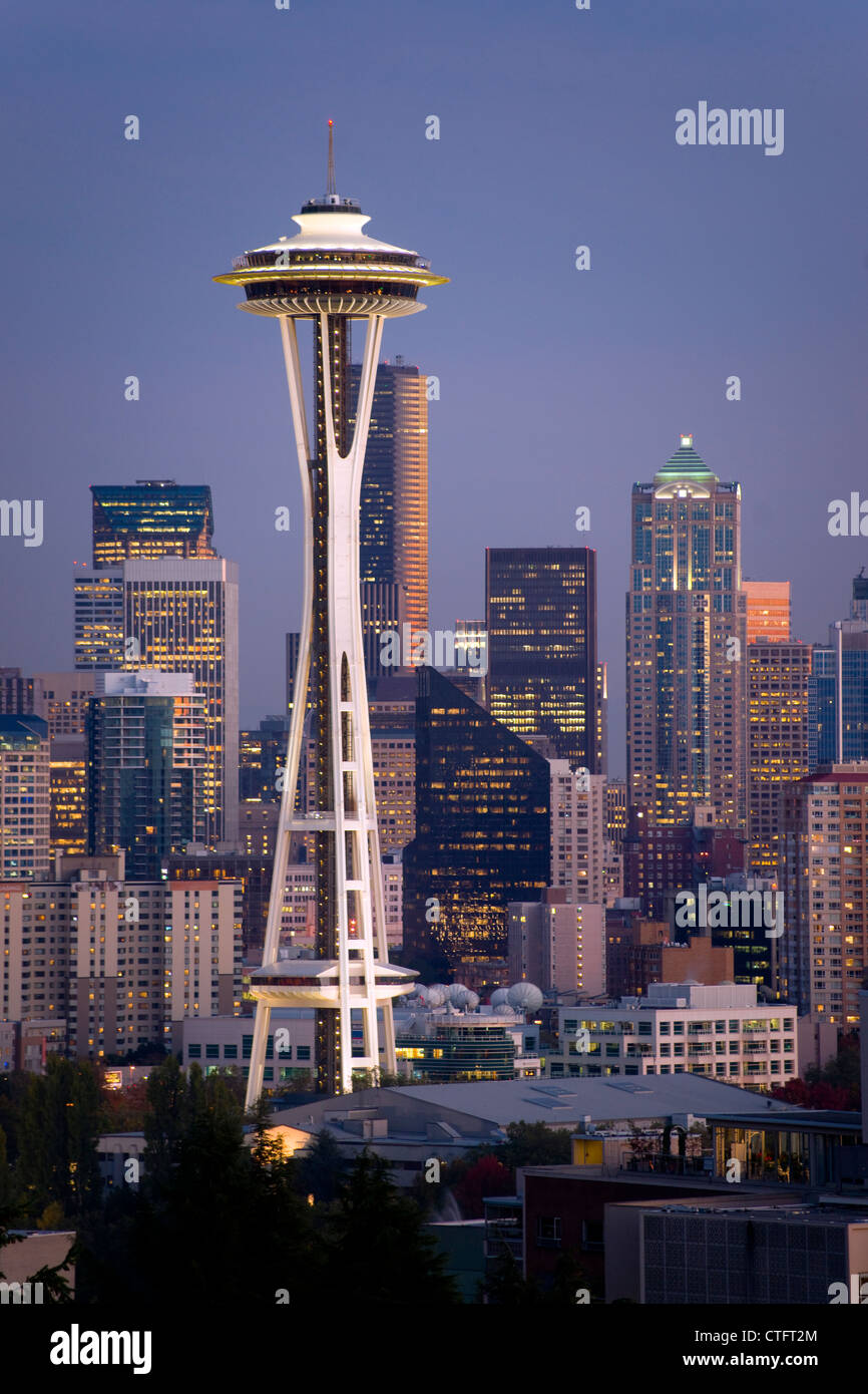 La Aguja Espacial de Seattle Foto de stock