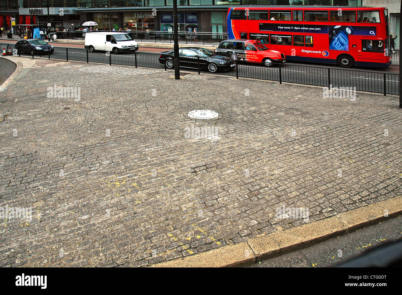 La posición del árbol de Tyburn utilizado de ejecuciones en Londres Foto de stock