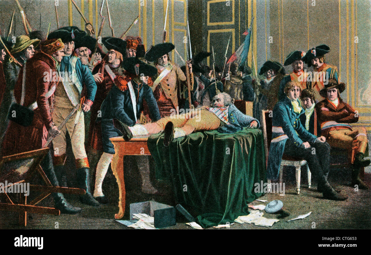1794 heridos ROBESPIERRE aguarda su ejecución reinado del terror de la