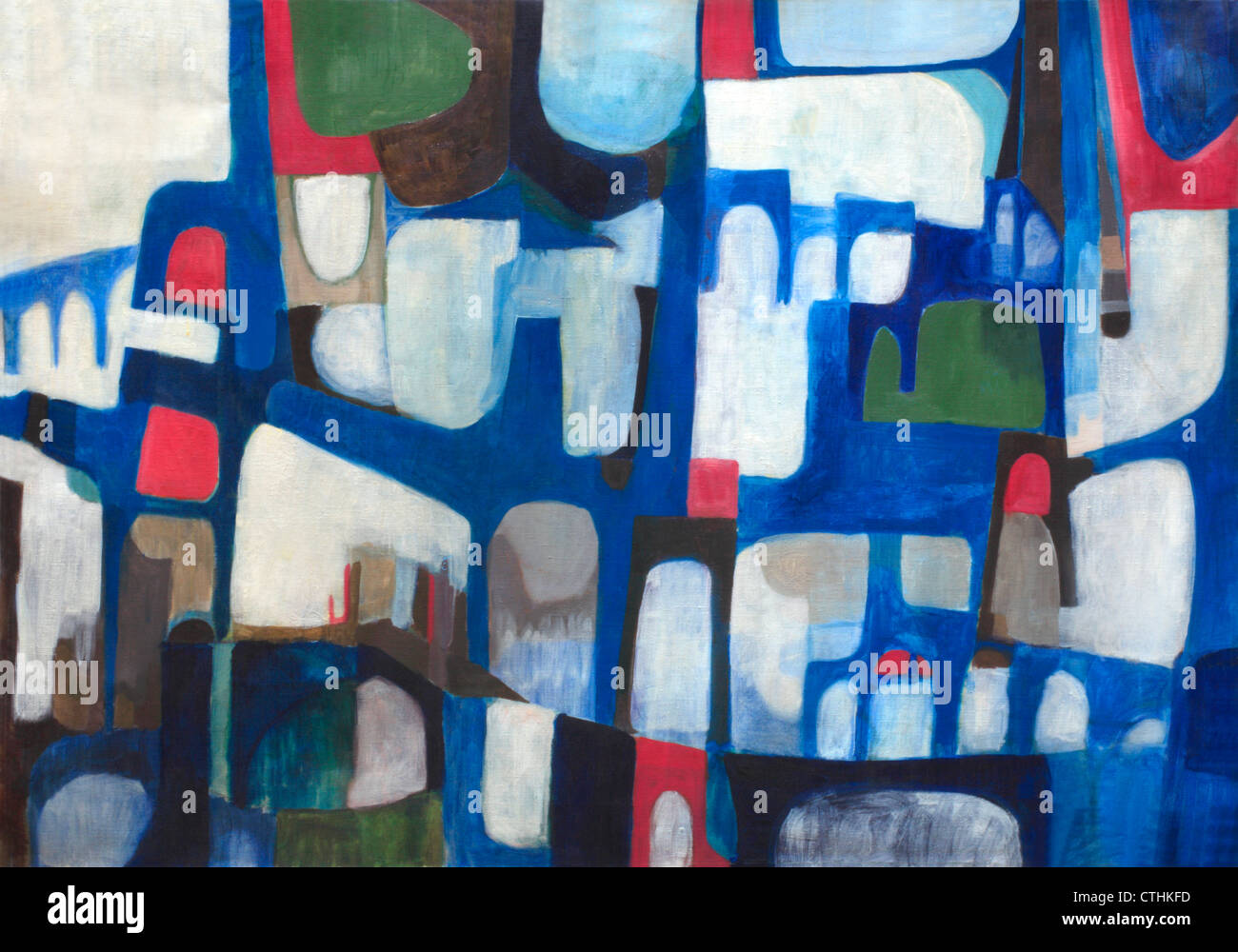 Gráfico de imágenes abstractas de puentes en tonos azules con magenta destaca pintado y diseñado por Sandy Zaro de imágenes por Zaro Foto de stock