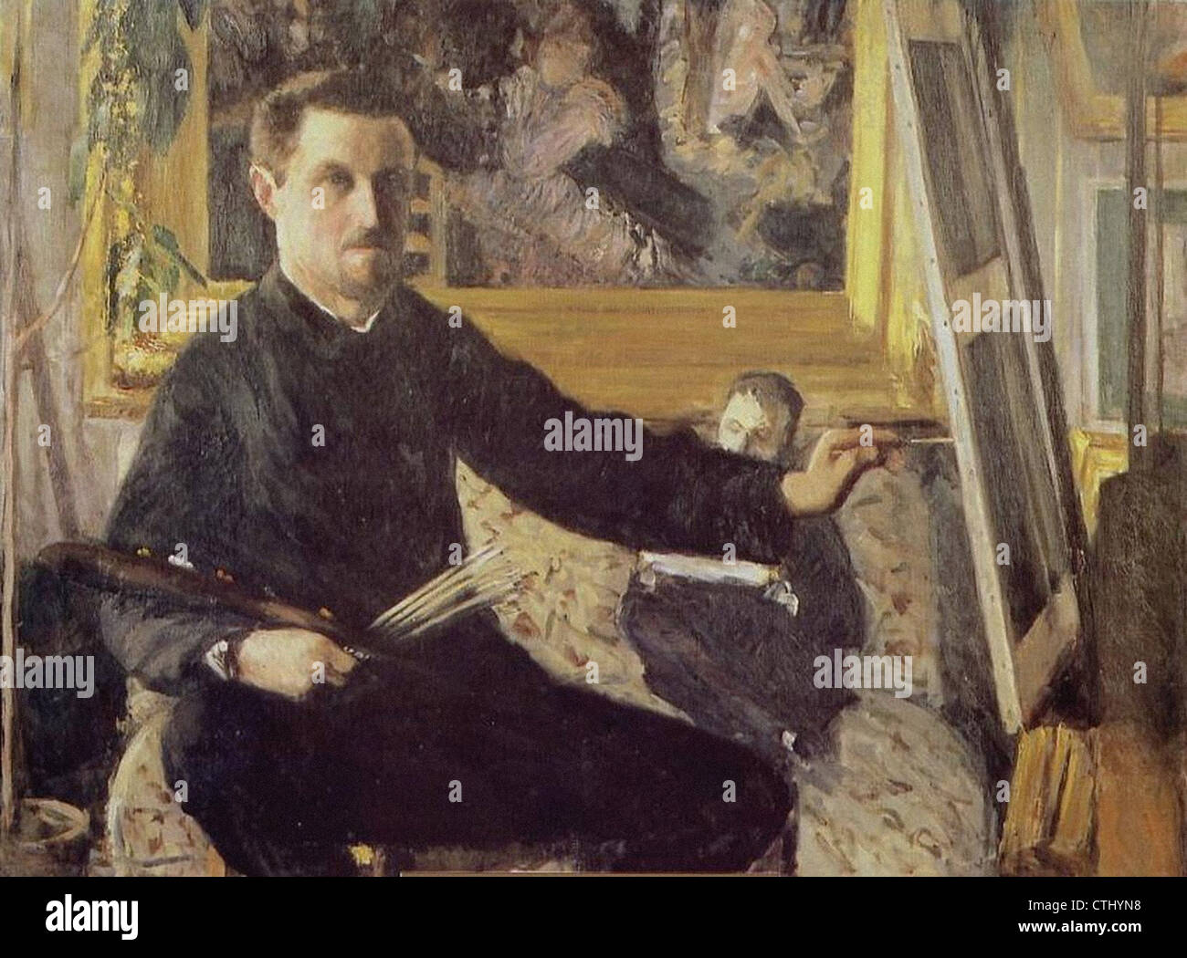 Gustave Caillebotte Autoportrait au chevalet 1878-80 Foto de stock