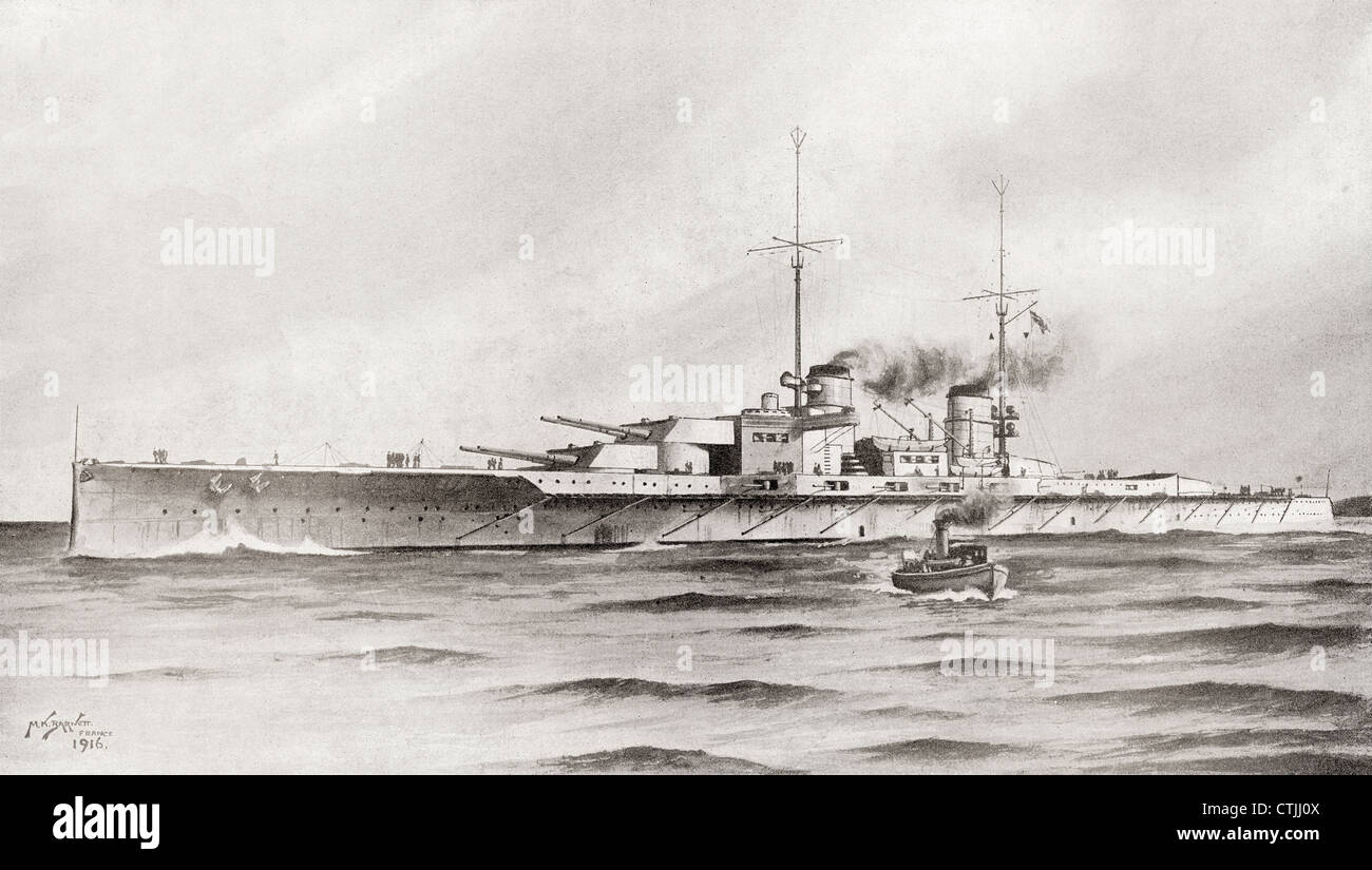 El crucero de Batalla Alemán, Lutzow, dañada por la flota británica en la Batalla de Jutlandia, banco, durante la I Guerra Mundial. Foto de stock